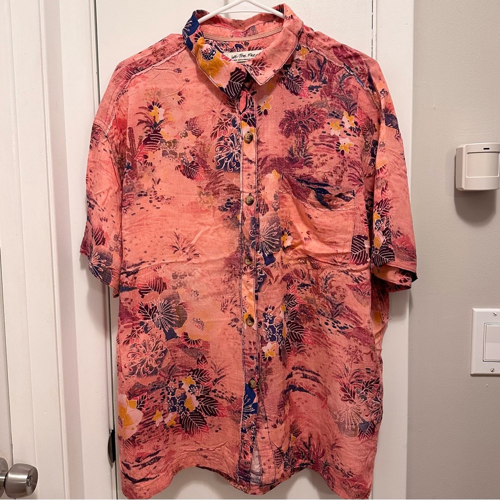 We The Free Pink Floral Button Down Shirt